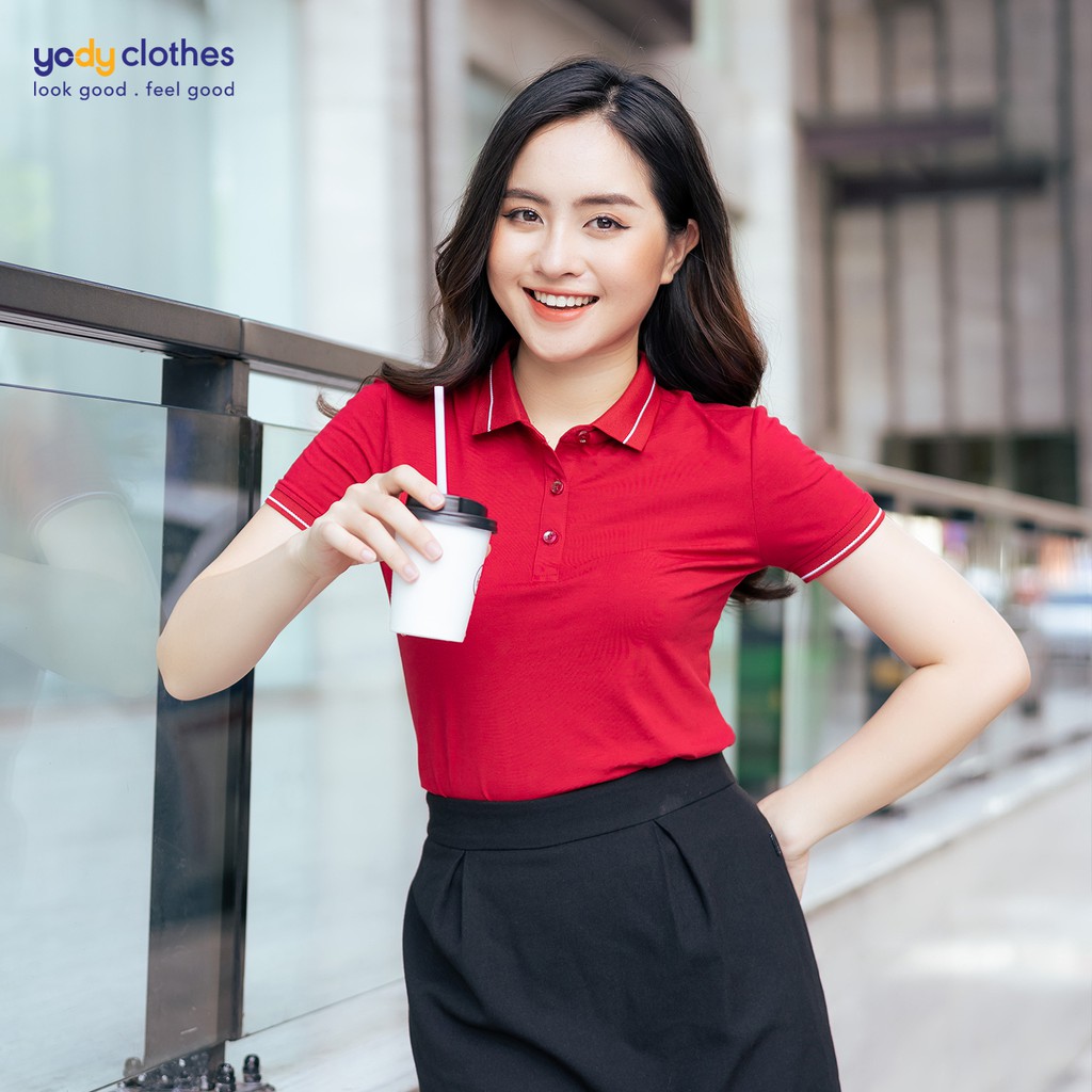 Áo thun polo nữ YODY chất vải cotton pima cao cấp, mềm mịn kháng khuẩn tự nhiên APN3010