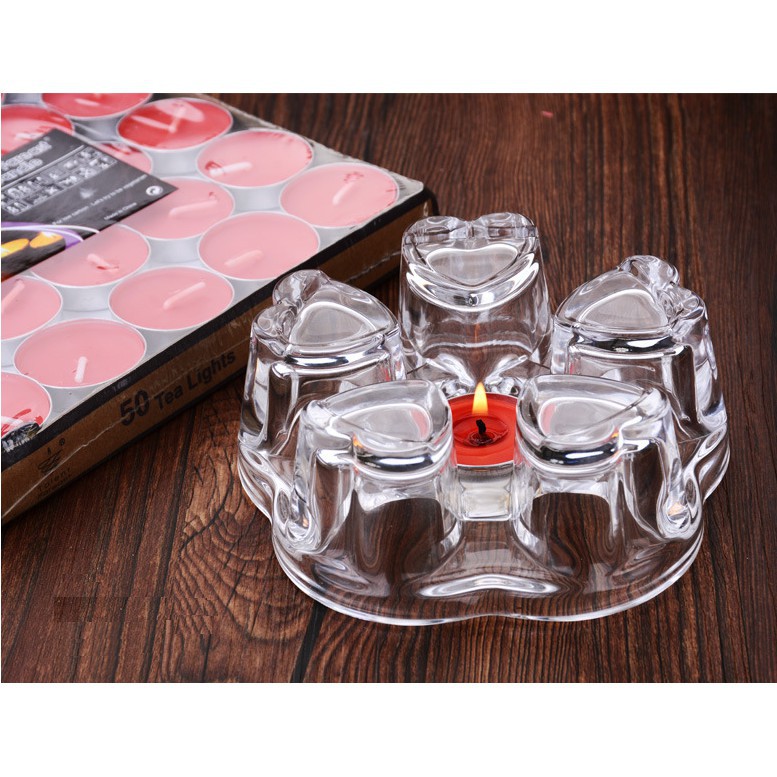 Bộ Ấm Trà Tết Tặng Kèm 5 Nến Tealight Bình Trà Hoa Cúc Thủy Tinh 6 Chén Dung Tích 600 Ml Có Đế Nến Chịu Nhiệt Có Lõi Lọc