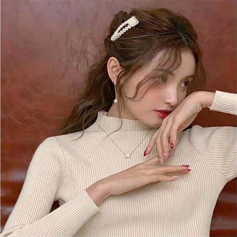Kẹp tóc đính ngọc trai giả phong cách Hàn Quốc xinh xắn lịch cho nữ