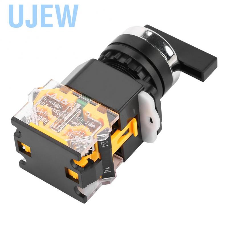 Ujew 22mm 3 Position Auto Reset Selector Momentary Rotary Switch Long Handle LA38-20BX33 