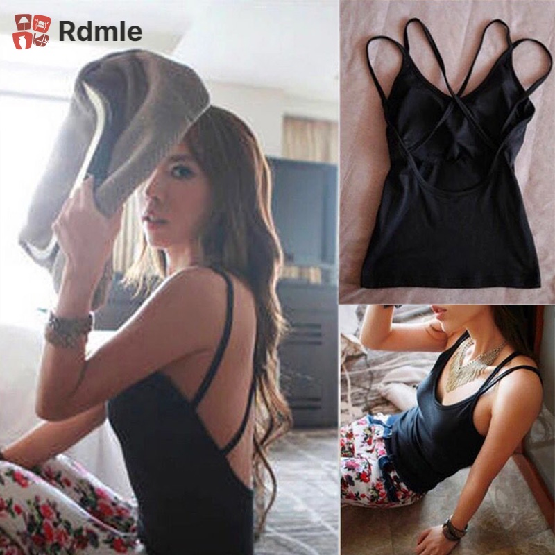 Áo Tank Top Dây Chéo Lưng Có Mút Nâng Ngực Thời Trang Mùa Hè Quyến Rũ