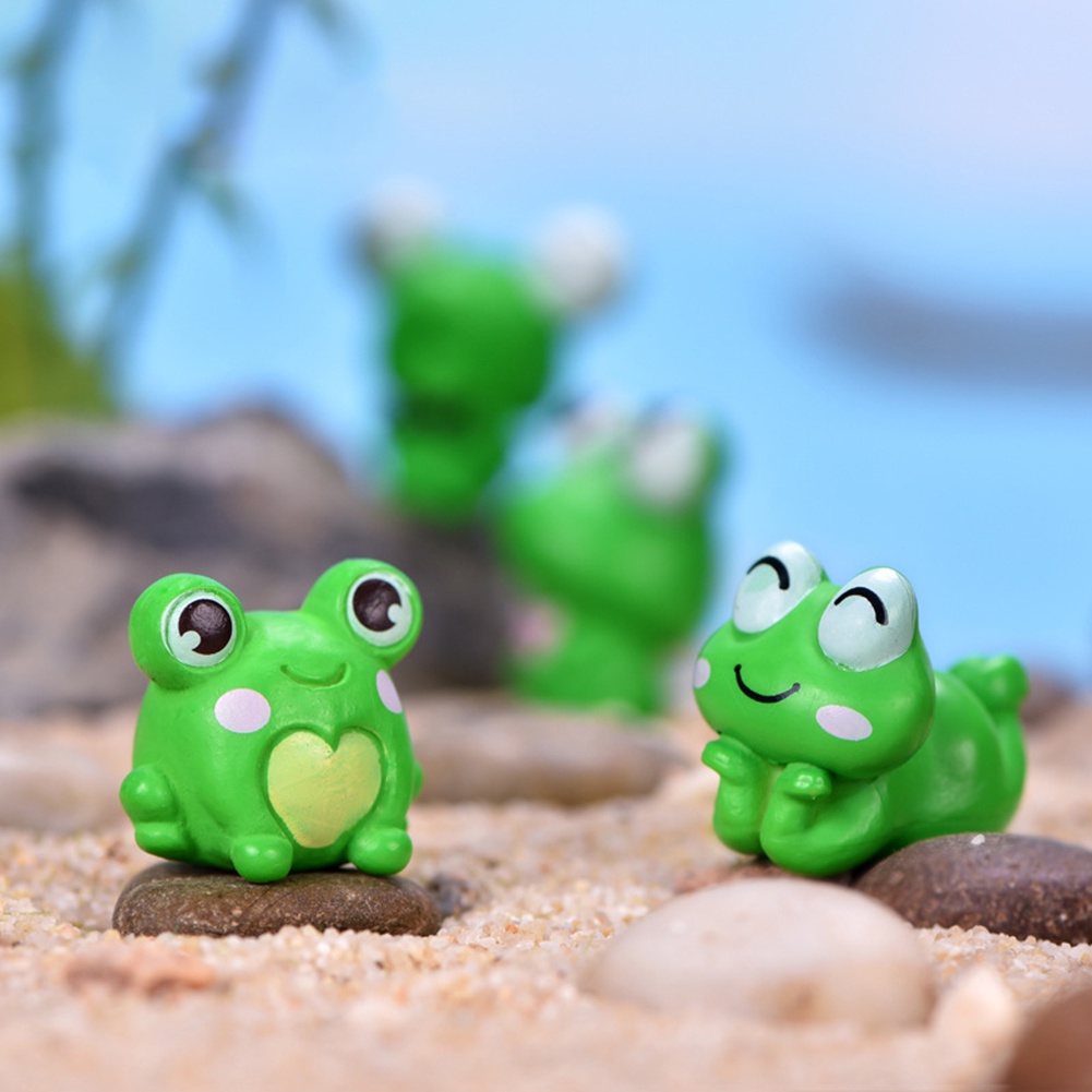 【SPP】6Pcs/Set Mini Frog Figurine Mold Garden Bonsai Micro Landscape Home Ornaments