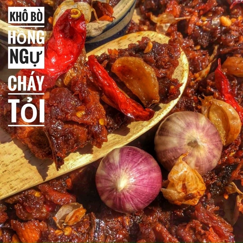 Khô bò Hồng Ngự cháy tỏi - 300gram