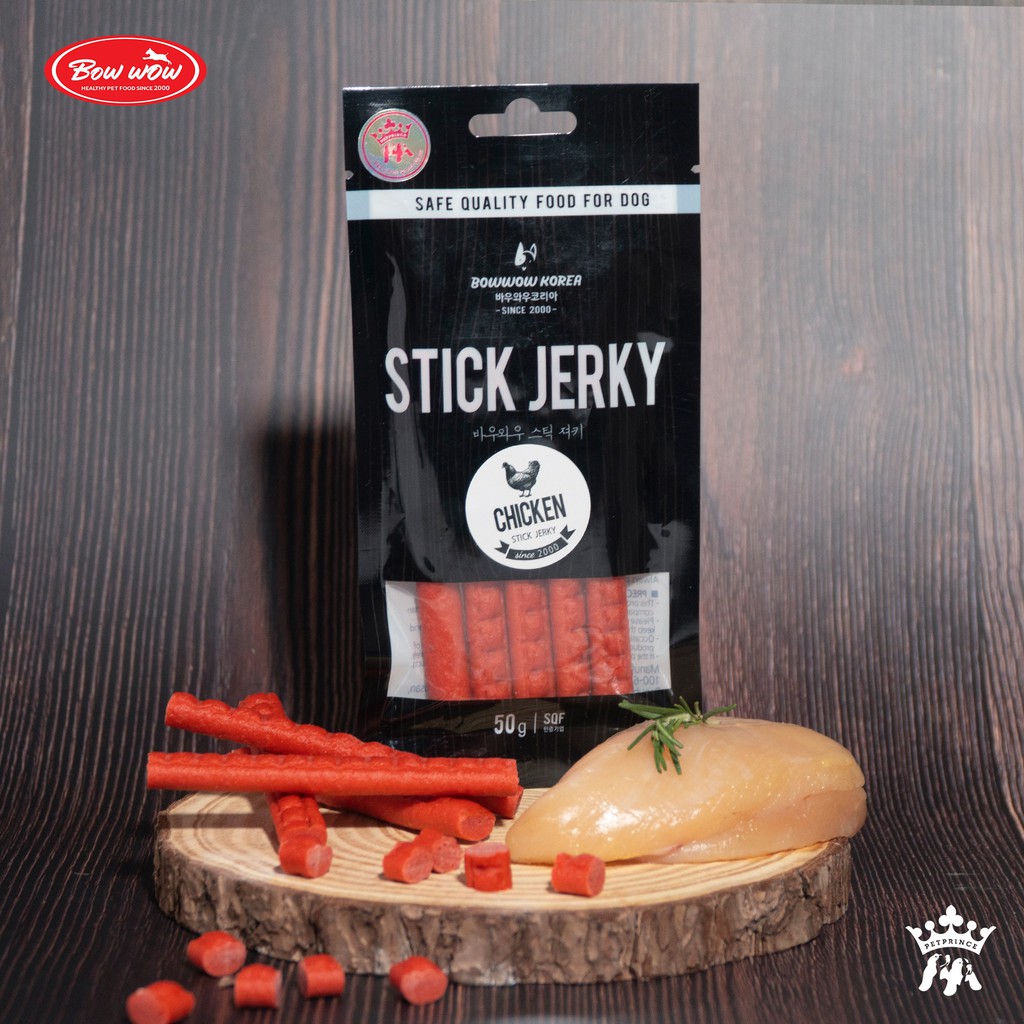 Bánh thưởng thịt que Stick Jerky BowWow cho chó mềm dẻo thơm sạch răng 50g - Bivido