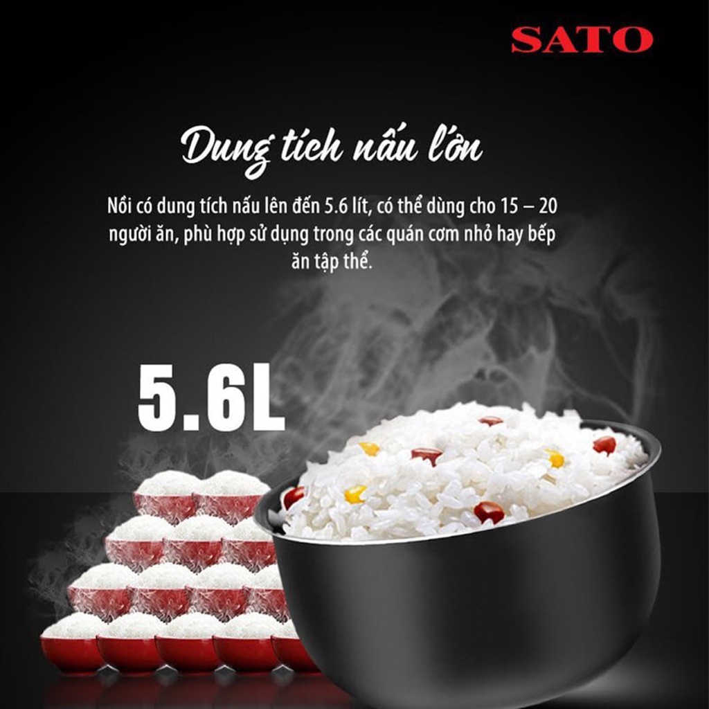 Nồi Cơm Điện SATO 56C011, Dung Tích 5.6L, Đáp Ứng Nhu Cầu Cho 15 - 20 Người Ăn Mỗi Lần Nấu