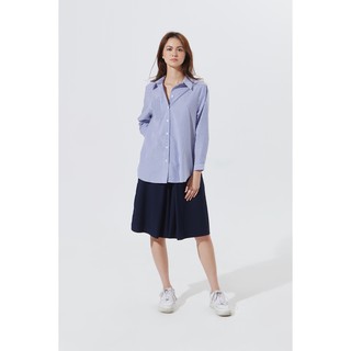 TheBlueTshirt - Áo Sơ Mi Phom Rộng Nữ - Oversized Pocket Shirt Modern Blue Stripe