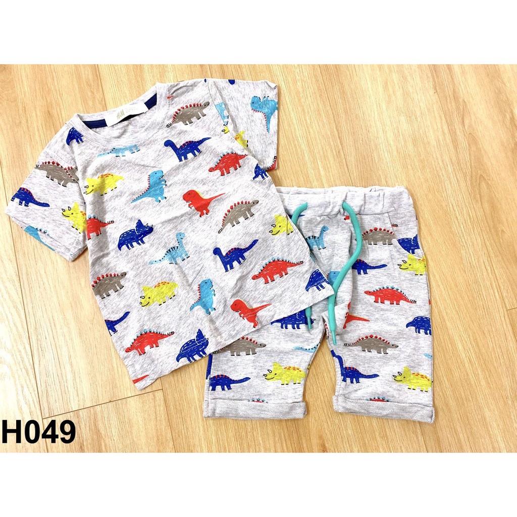 Bộ cotton khủng long bé trai