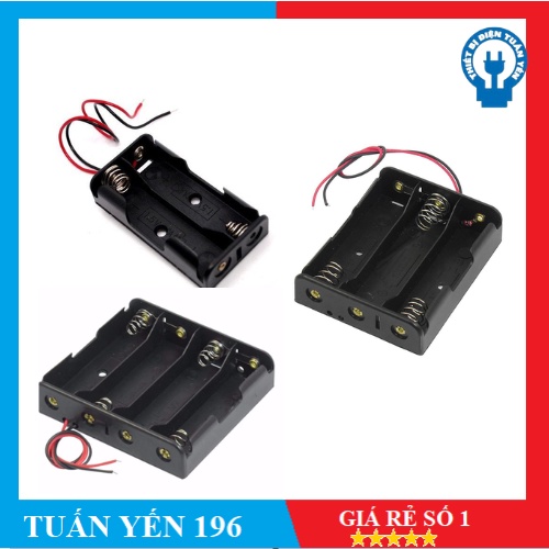 Đế gắn pin AA - khay đựng pin nối tiếp có dây đế lò xo gắn pin AA