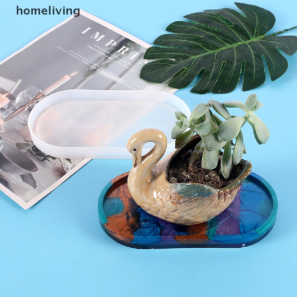 Khuôn Silicon Hình Oval Làm Đế Lót Ly Bằng Resin Epoxy / Đất Sét DIY Giá Đỡ