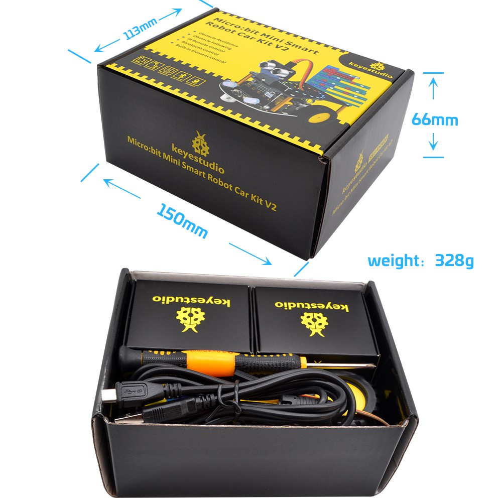 Đồ chơi STEM Xe tự hành Mini Smart Car Học lập trình dùng Microbit