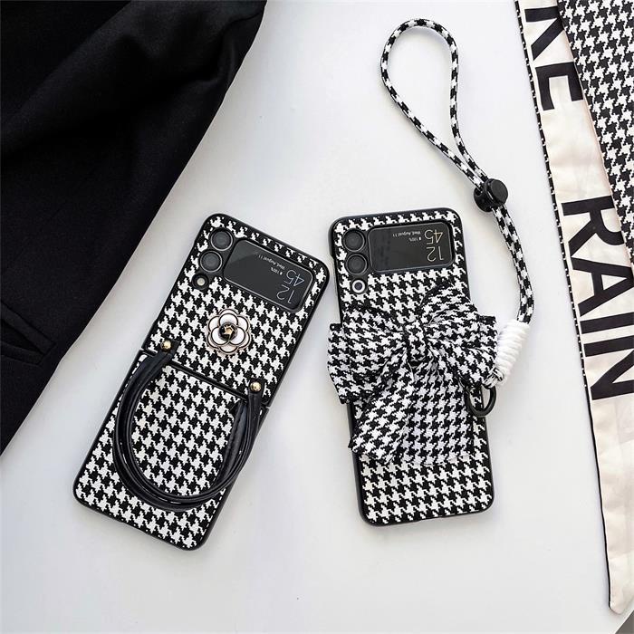 Ốp Điện Thoại Chống Sốc Đính Hoa Trà Và Nơ 3D Cho Samsung Galaxy Z Flip 3 Z Flip 4 5G