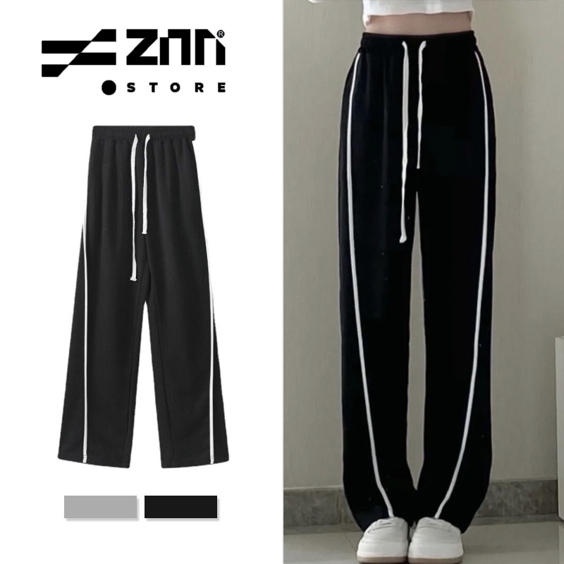 Quần nỉ ống rộng lưng cao dánh xuông, quần thể thao unisex Zinti QN01