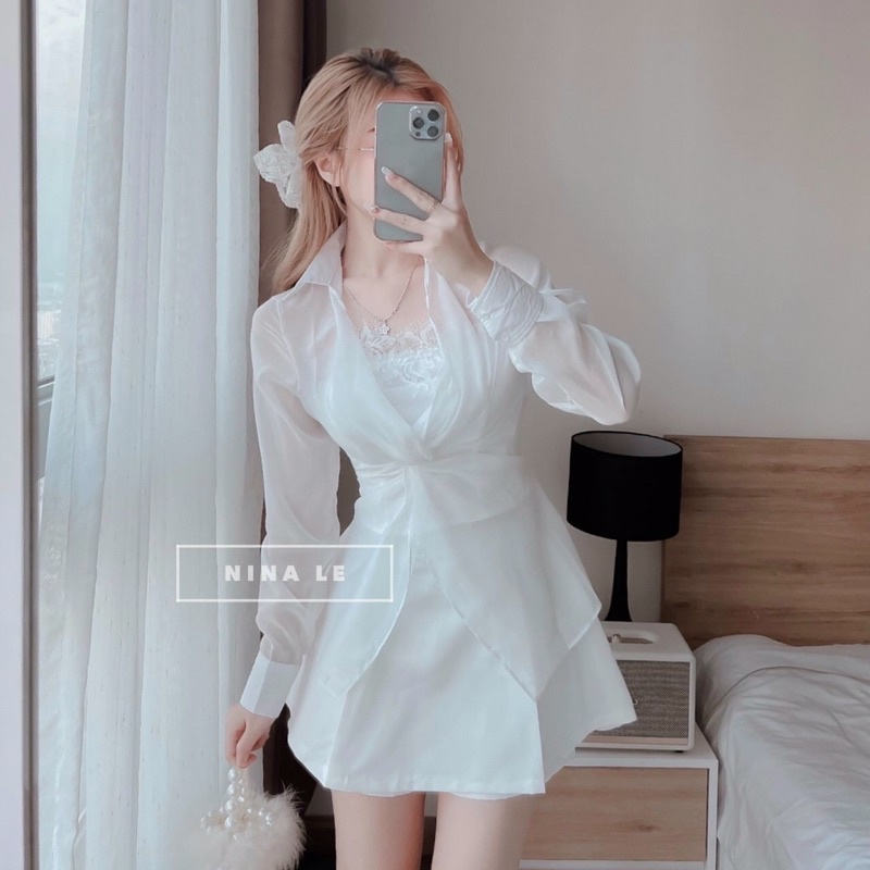 Sét áo xoắn eo kèm crop trắng và short,váy đầm thời trang cao cấp Quỳnh Giao cho bạn gái đi tiệc đi chơi siêu xih