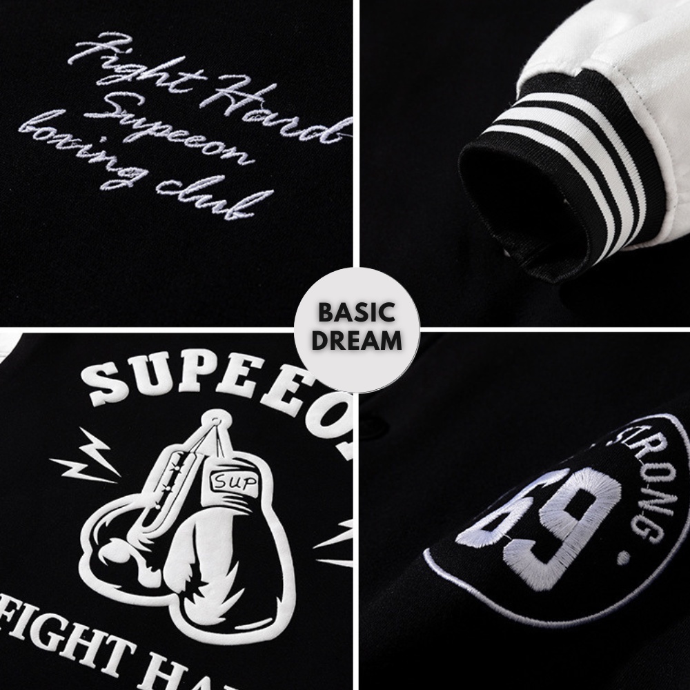 Áo khoác Bomber bóng chày SUPEEON form rộng, Áo bomber chất nỉ cao cấp dày dặn, mặc đi học, đi chơi