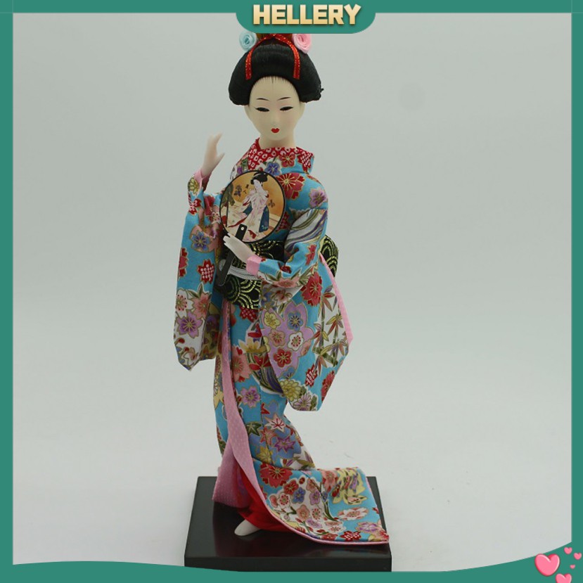 Búp Bê Geisha Mặc Kimono In Hoa Nghệ Thuật Kích Thước 12 Inch Phong Cách Nhật Bản Dùng Trang Trí Nhà Cửa