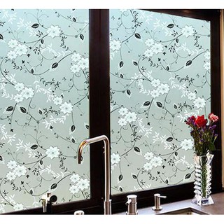 Decal dán kính hoa hoạ tiết có keo sẵn - Khổ rộng 45cm