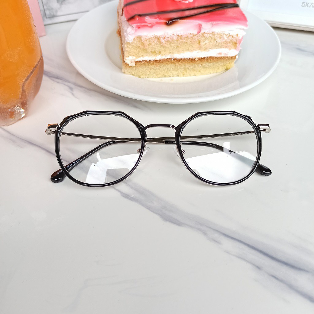 Gọng kính cận nam nữ mắt tròn đa giác Liup 8854 thiết kế độc đáo, cá tính, mắt phối nhựa và kim loại | BigBuy360 - bigbuy360.vn