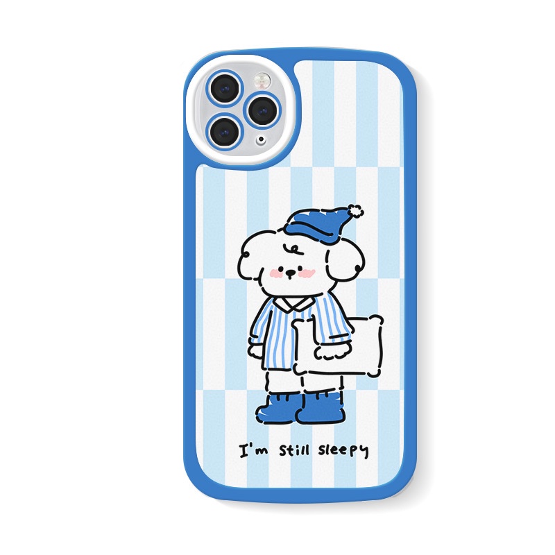 Ốp Điện Thoại Hình Chú Cún Mặc Đồ Ngủ Gắn Giá Đỡ Cho iphone7 / 7plus / 8 / 8plus / xs / 11 / 12 / 13 / 14 / pro / max / plus / promax