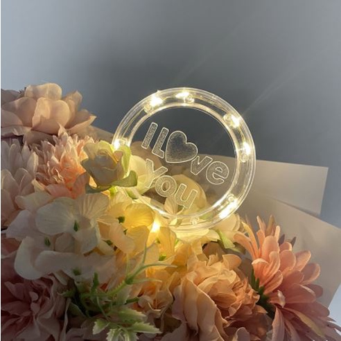 Phụ kiện trang trí bánh sinh nhật bánh kem - Đèn led chữ love, led tròn, dây đèn led vàng 1m