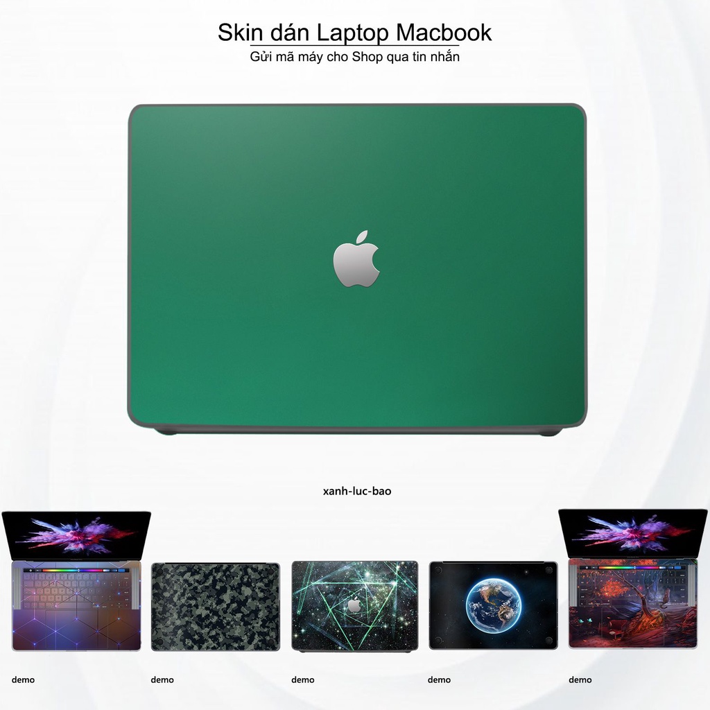 Skin dán Macbook mẫu Aluminum Chrome xanh lục bảo (đã cắt sẵn, inbox mã máy cho shop)