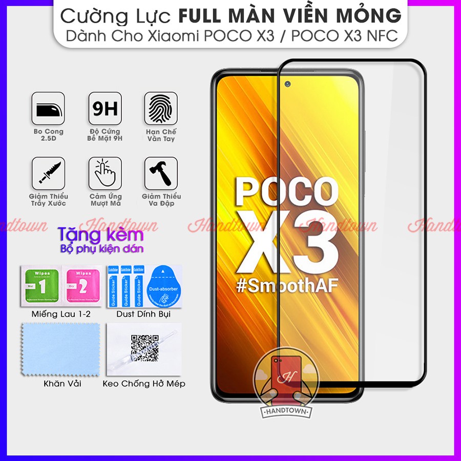 Cường Lực Full Màn Đen Dành cho XIAOMI POCO X3 / POCO X3 Pro NFC