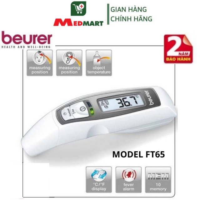 [Video Chính Hãng] Nhiệt Kế Điện Tử Đo Tai, Trán, Bề Mặt Beurer FT65, 6 in 1, Đức - Medmart