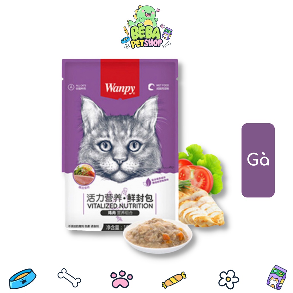 Pate cho mèo Wanpy gói 80g nhiều hương vị thơm ngon, phù hợp cho mèo mọi độ tuổi | Bé Ba Petshop
