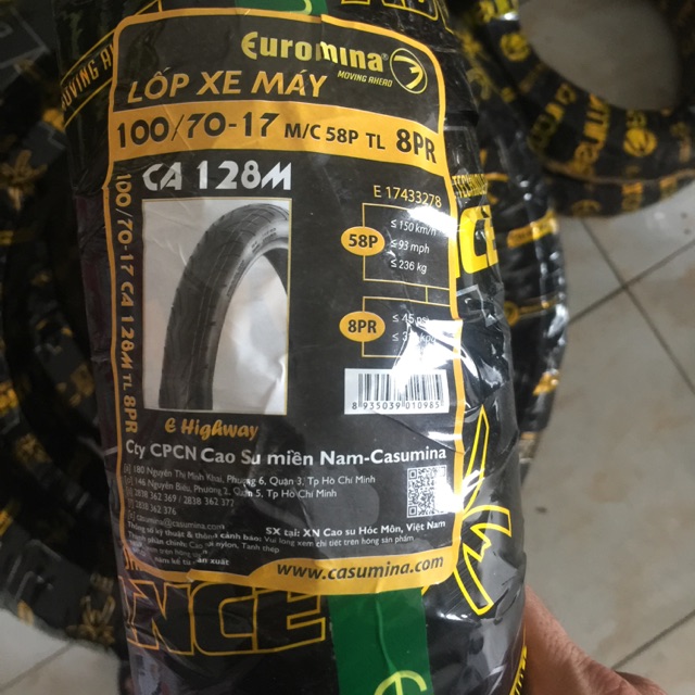 Vỏ Xe 100/70-17 TL Không Ruột/Săm Exciter 135 Exciter 150 Winner 150