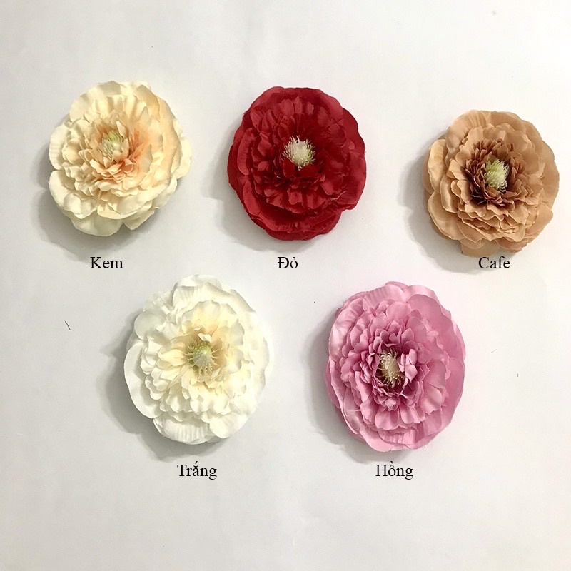 Sỉ đầu bông hoa lụa-Trà Mẫu Đơn-TRÀ XOĂN 9cm-trang trí,làm oản tài lộc