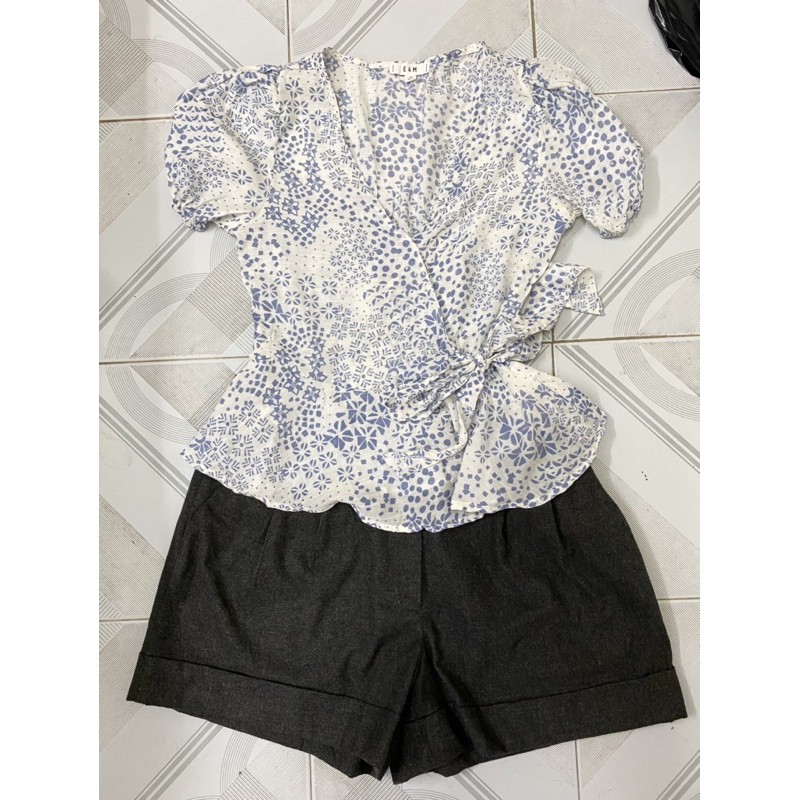 Áo hoa peplum tay ngắn Vnxk