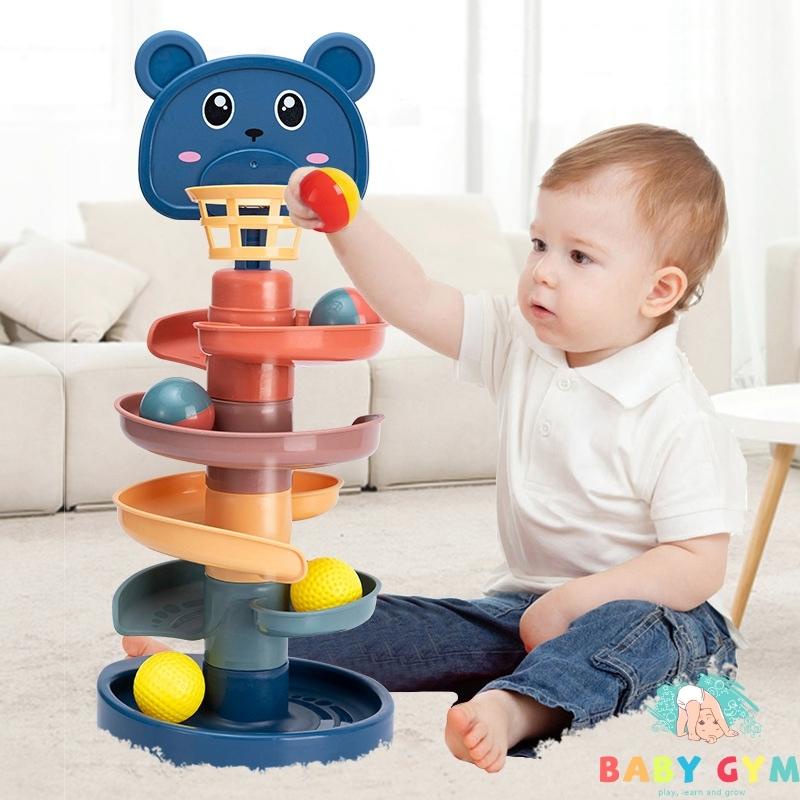 Tháp bóng lăn cầu trượt thả bóng xoay tròn đồ chơi cho bé đơn giản, sinh động, an toàn - BABYGYM