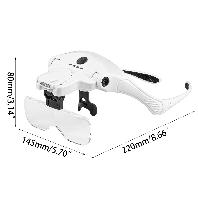 Kính Lúp Đeo Đầu Có Đèn LED 1.0x / 1.5x / 2.0x / 2.5x / 3x Chuyên Dụng Cho Thợ Kim Hoàn Rảnh Tay