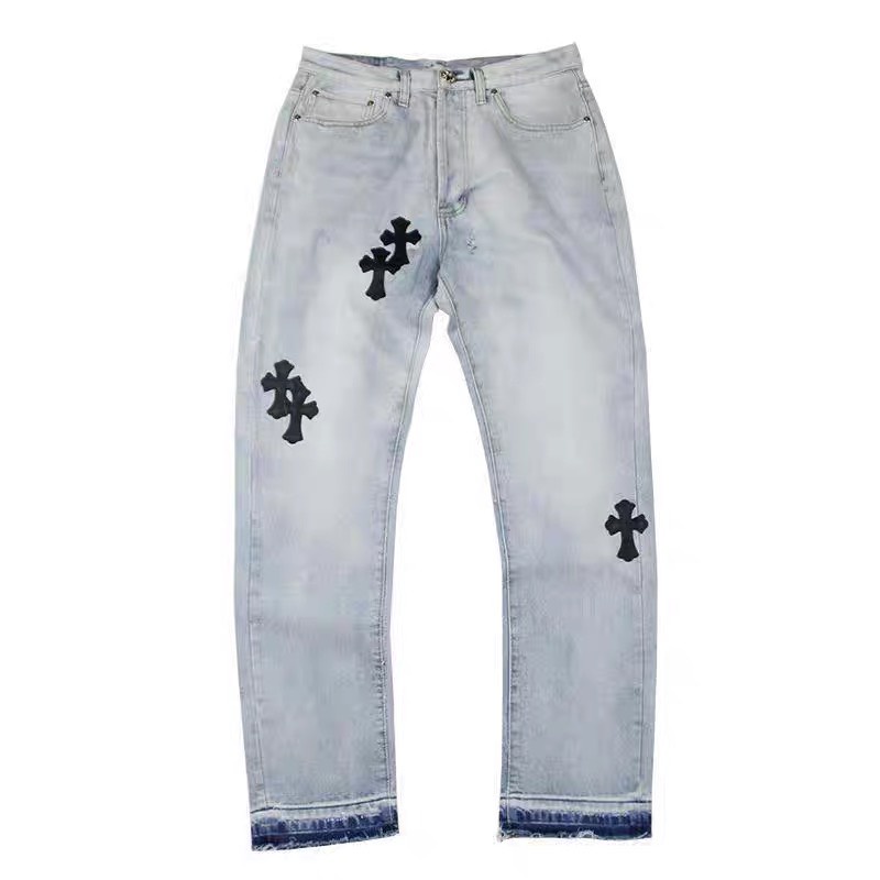 Quần jean nam ống đứng Miuzi họa tiết thánh giá thêu cao cấp DT083