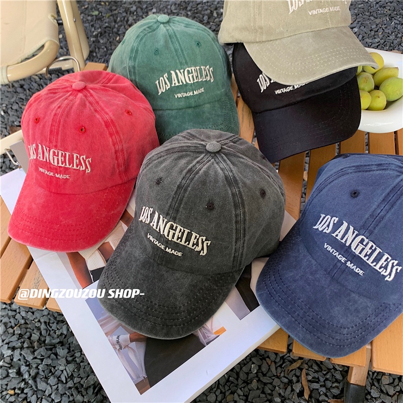 Mũ Lưỡi Trai Mềm Thêu Chữ Los Angeles Phong Cách Hàn Quốc