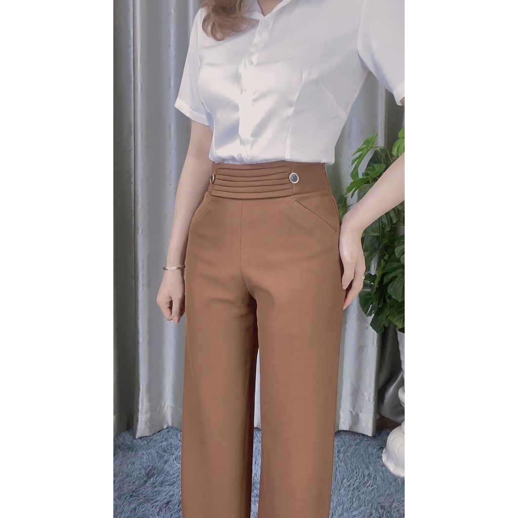 Quần Tây Nữ Công Sở Dáng Suông Thiết Kế Cạp Xếp Ly Đứng Form QD27 - Candy Fashion