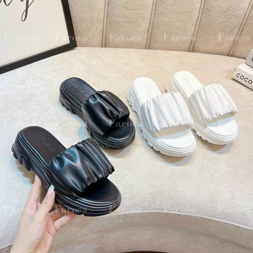 Dép nữ đế bánh mỳ 3cm quai dúm da mềm êm chân mã D10