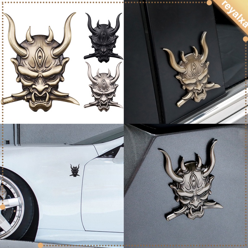 Sticker Hợp Kim Kẽm Hình Đầu Lâu Samurai Trang Trí Xe Hơi