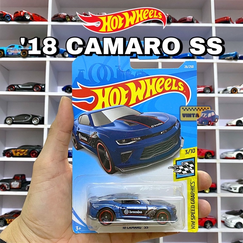 Xe mô hình Hot Wheels 18 CAMARO SS Blue card Mỹ tỉ lệ 1:64