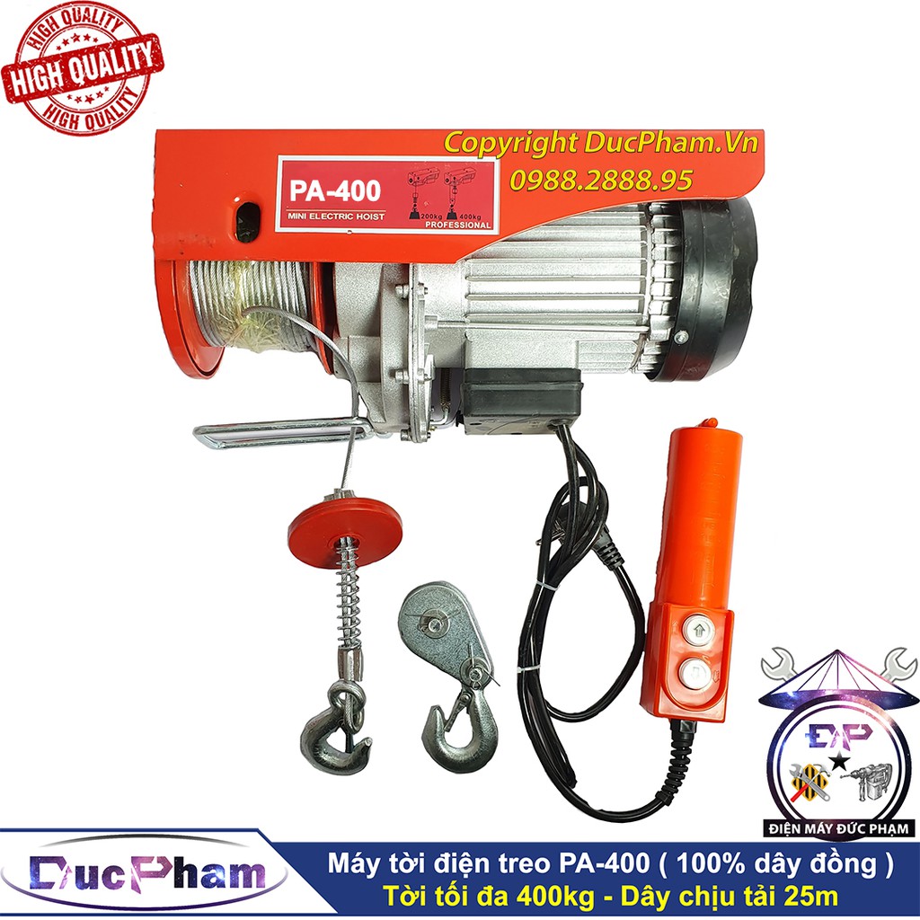 Máy tời điện 400kg PA400 25m ( 100% dây đồng )