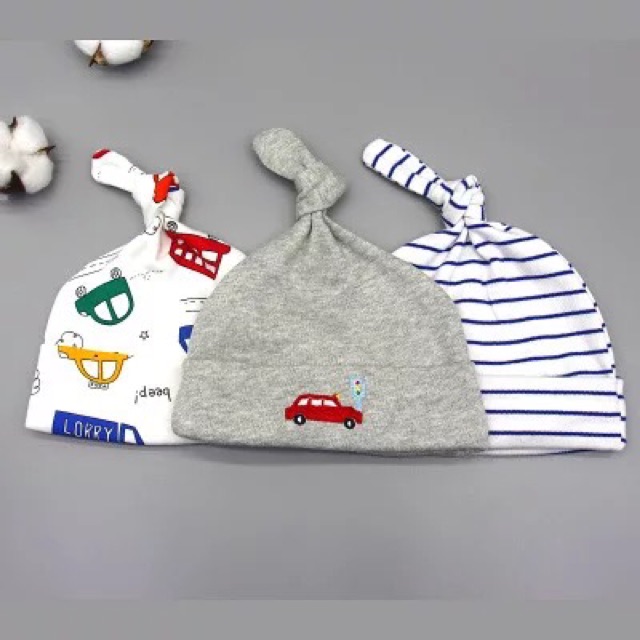 Mũ cotton Momscare mềm mịn cho bé (set 3 mũ)