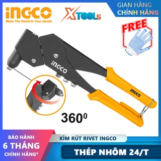 Kềm rút rivet 360° INGCO SHHR106, Kìm bấm rivet kích thước 10.5&quot; đầu xoay 360° Size 2.4mm, 3.2mm [chính hãng][xtools]