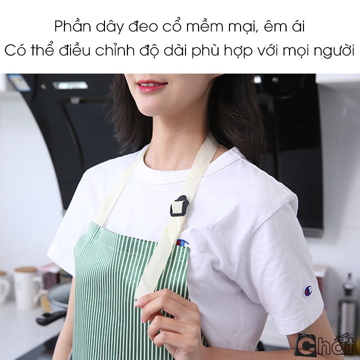 Tạp dề làm bếp kiểu sọc chống thấm có kèm khăn lau tay