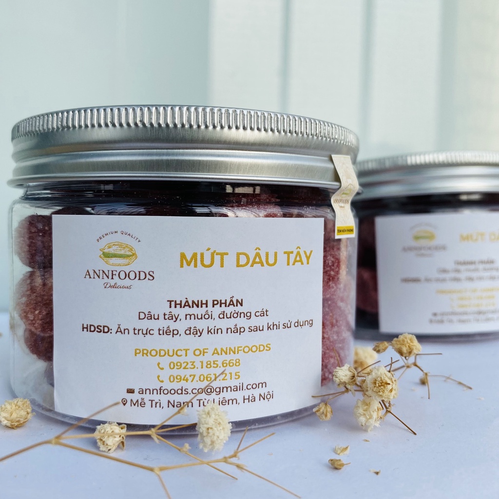 Mứt Dâu Tây Đà Lạt Mứt Dâu Tây Nguyên Quả Sấy Dẻo Nhà Làm Vừa Đường Ăn Không Sợ Béo  - Annfoods