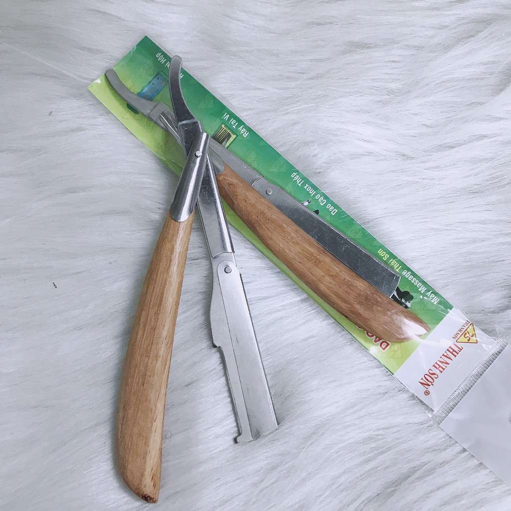 DAO CẠO RÂU,CẠO LÔNG MẶT CÁN GỖ GẮN LƯỠI LAM