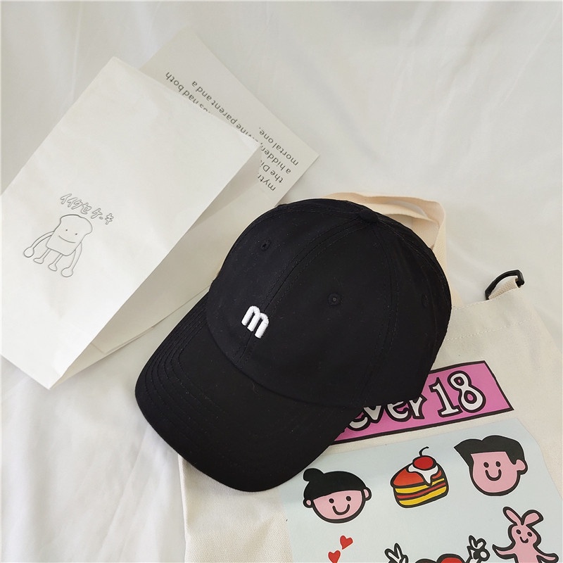 Nón kết thêu chữ M, Mũ lưỡi trai chất kaki form unisex nữ nam nhiều màu - LT10