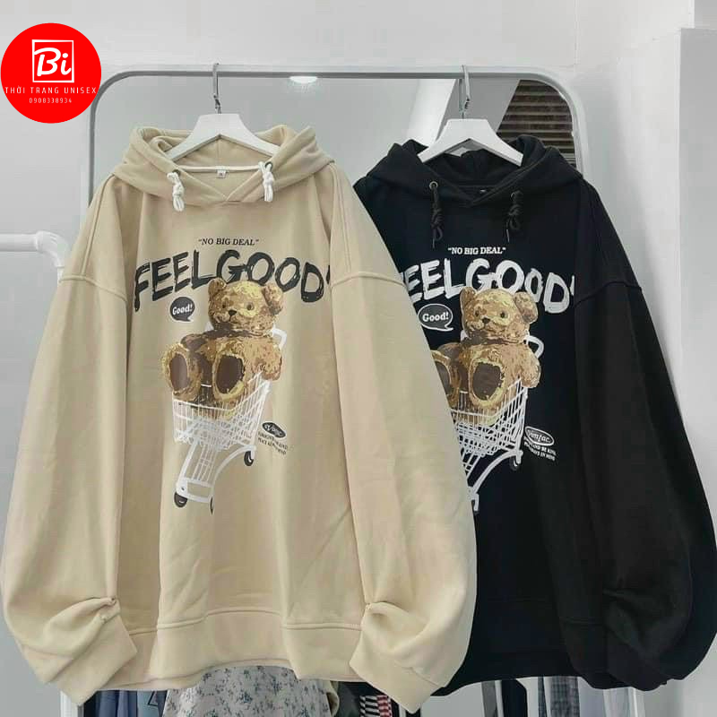 AK21_Áo Khoác Bomber Nỉ FEELGOOD in Hình Gấu_ ay Cánh Dơi Phồng Phom Rộng_Chất Nỉ Bông Ngoại Nhập Không Xù Lông