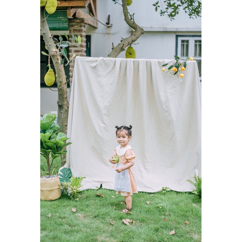 Natari Kids - Váy Thiết Kế Hoa Nhí Màu Cam Vintage Cho Bé Gái Mùa Hè Mát Mẻ - PEANUT CANDY DRESS