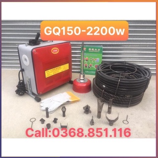 Máy thông cống gq150-2200w kèm 3 cuộn dây đường kính 8,16,22mm