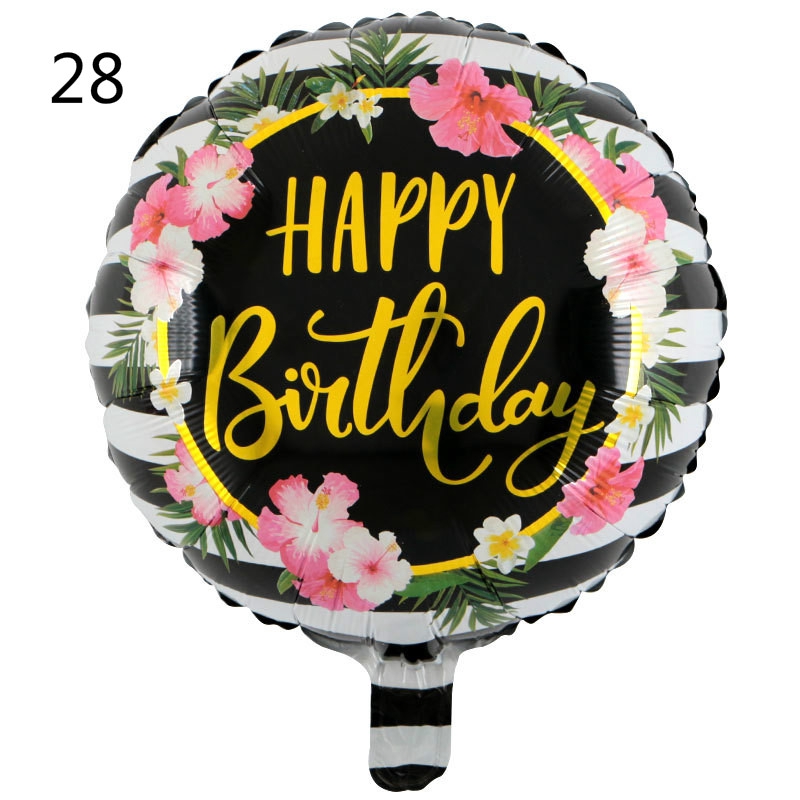 Bong Bóng Chữ Happy Birthday 18 inch Màu Đen Hồng Dùng Trang Trí Tiệc Sinh Nhật 14 Màu Tùy Chọn