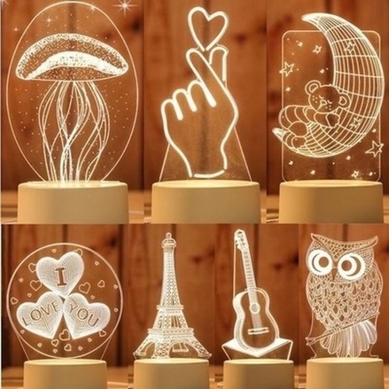 Đèn ngủ 3d trang trí decor phòng ngủ, thích hợp làm quà tặng sinh nhật tình yêu